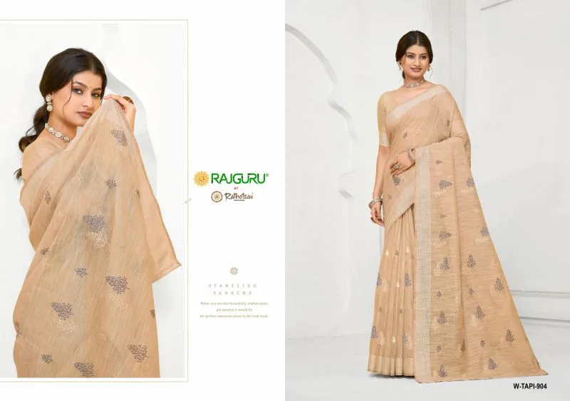 Tapi By Rajguru Semi Cotton Thread Work Saree 